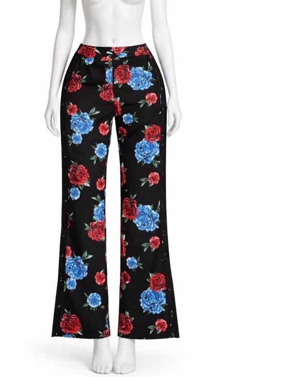 Minette Pants - Minette Black Floral pull on and side snap pull away pants size L